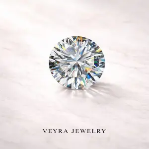 VEYRA 1/2/3/5ct Round D Color VVS1 Hand-Cut Moissanite GRA Certified Custom Setting Available for Ring,Necklace & Earring