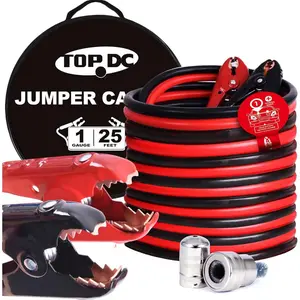 1 Gauge 25 Feet Jumper Cables for Car, SUV and Trucks Battery, Heavy Duty Automotive Booster Cables for Jump Starting Dead or Weak Batteries with Carry Bag