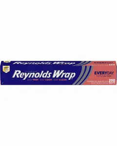 1 Wrap Everyday Strength Aluminum Foil Roll, Freezer Safe and Grill Safe, Great for Foil Packets and Home Cooking, 12 Inches Wide, 200 Total Sq. Ft.