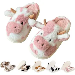 Cute Cozy Fuzzy Animal Slippers For Women, Winter Warm Plush Comfy Indoor Outdoor Non-Slip Plush Slippers Shoes