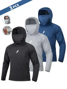 Men's Sun Protection Hoodie Set,FishingHoodiewithMask,Casual Breathable Fishing Jacket,Quick Dry Sportswear with Face Cover, SunProtectionFishingGear,Outdoor Adventure Clothing