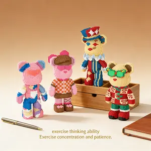 Multicolor Heart Bear 3D Puzzle Building Blocks Decor, Bookshelf Home Office Cabinet Decoration, Party Living Room TV Stand Display