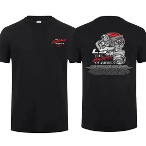 Men's Round Neck Short-Sleeve Cotton Fabric Printed T-Shirt - Unisex High Performance Streetwear Top with "Swap The Heartbeat Of America" Graphic & Chevy Car Parts Design