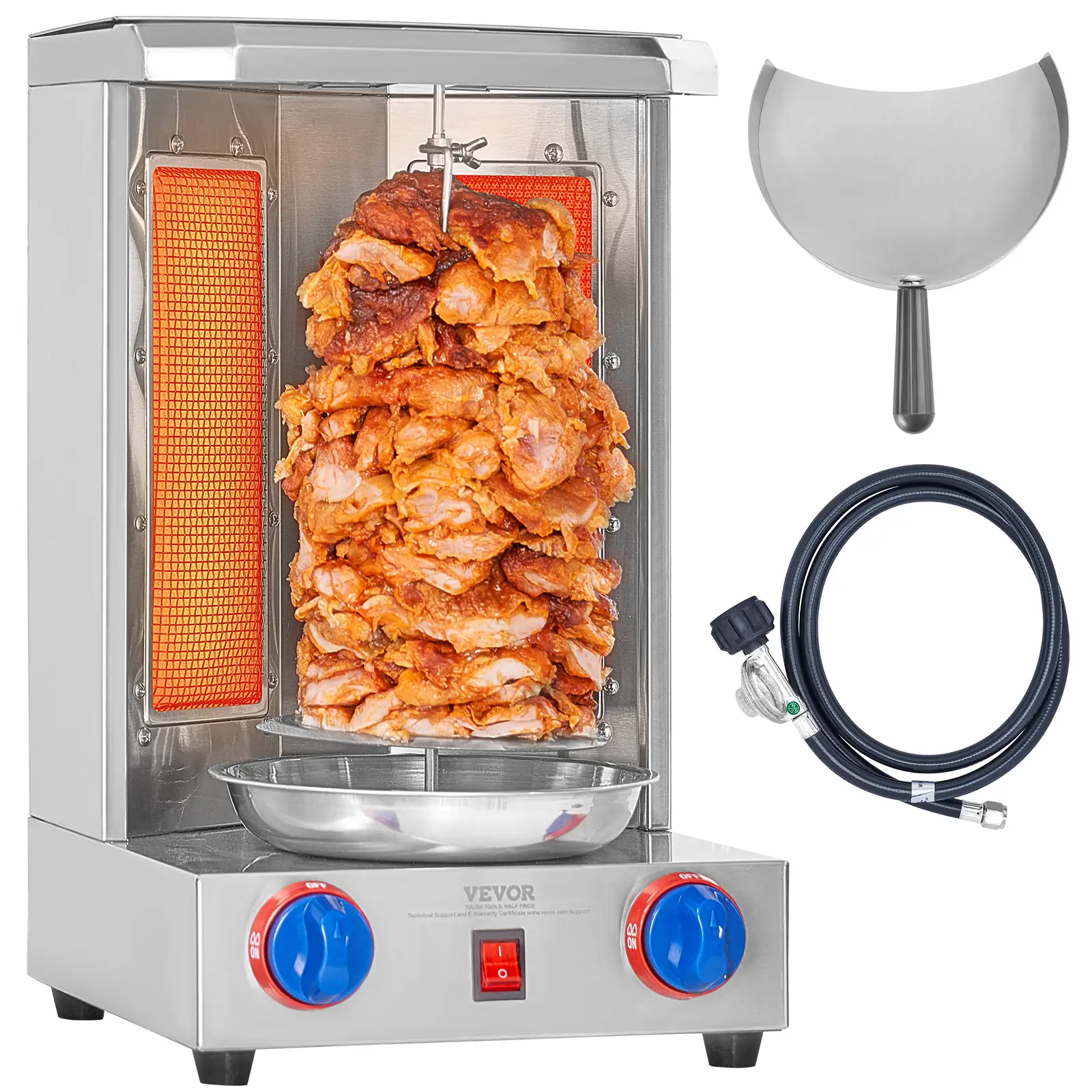 VEVOR Shawarma Grill Machine, 13 lbs Capacity, Chicken Shawarma Cooker Machine with 2 Burners, Gas Vertical Broiler Gyro Rotisserie Oven Doner Kebab M
