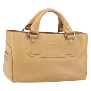Pre-owned Celine Leather Shoulder Bags Boogie bag Beige Silver N26032230