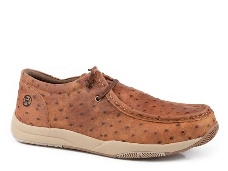 Mens Cognac Embossed Ostrich Leather