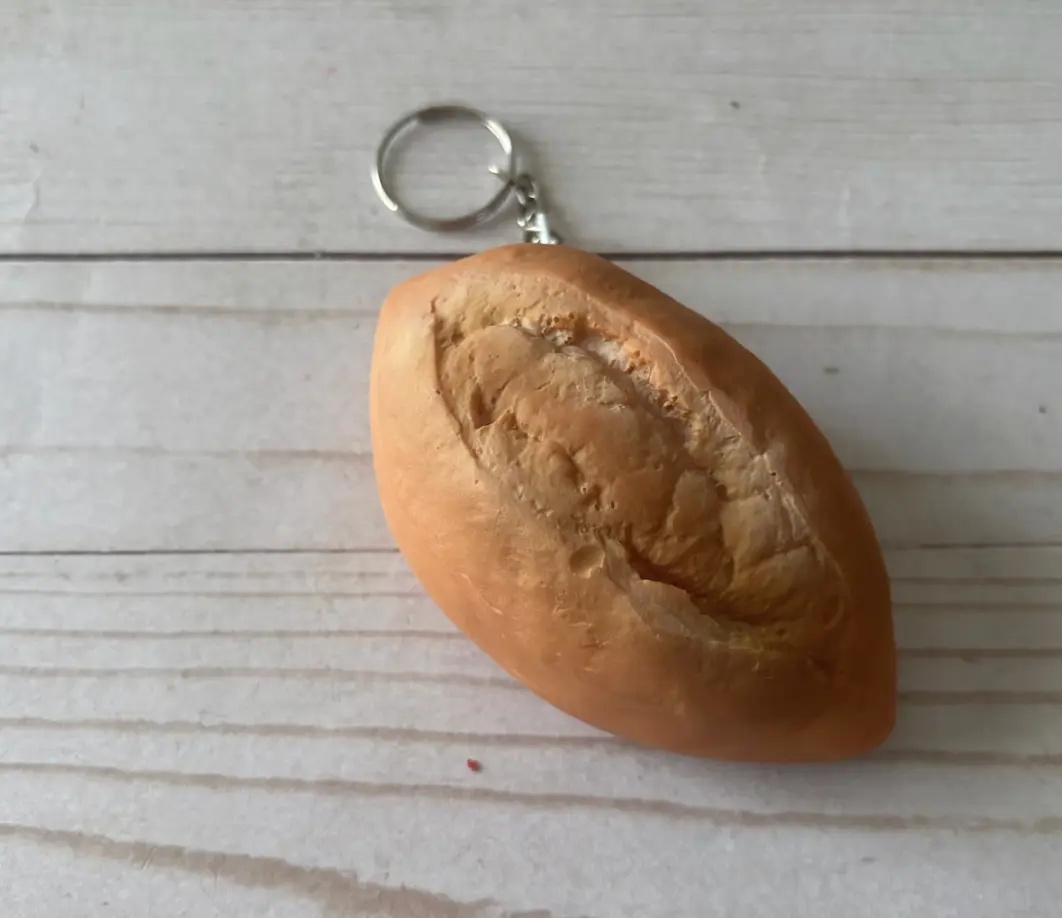 Bolillo Charm Keychain - Unique Bread-Shaped Accessory for Everyday Use