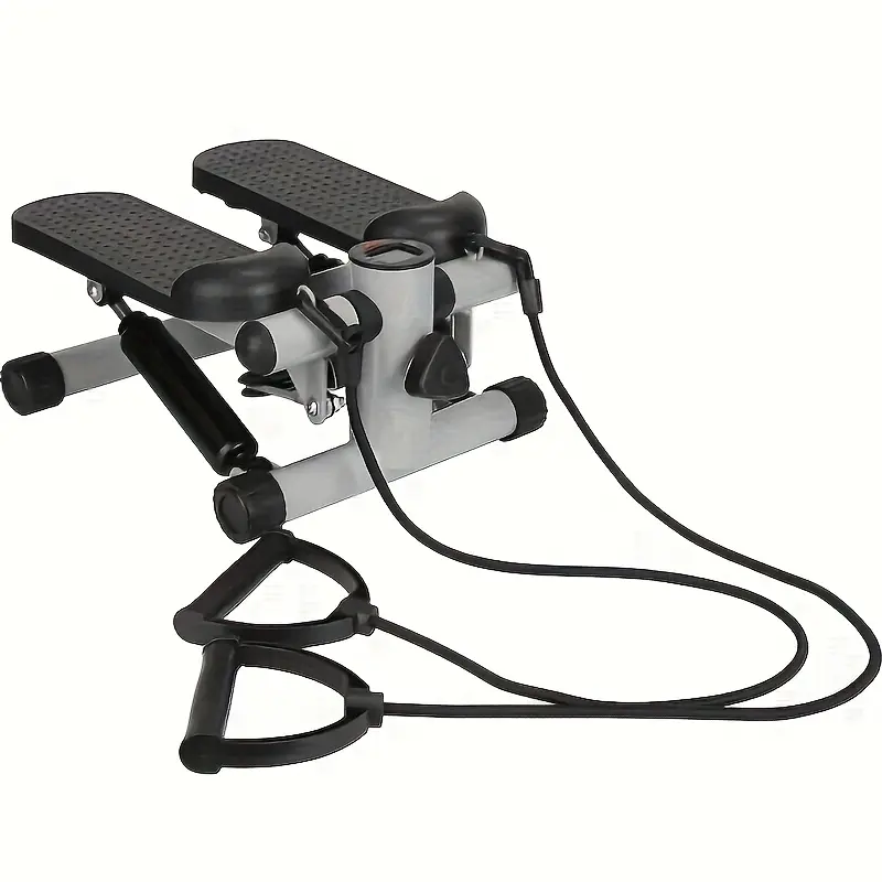 Mini Stepper Exercise Machine, White/Gray with Resistance Bands - 220lbs Load Capacity, Digital Monitor Included - Ideal Home Fitness Equipment for Men & Women, Perfect Gift, Workout Accessories