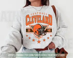 [Sale Up To 50%] Cleveland Football Vintage Sweatshirt TShirt,  Retro Cleveland Brown Football Shirt,  Cleveland Fan Gift,  Sunday Football Apparel , Gift For Fan, Trendy USA Cotton Fabric