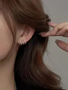 2 Pair Rhinestone Decorated Stud Earrings, Simple Elegant Four Claw Design Earrings, Casual Jewelry for Women