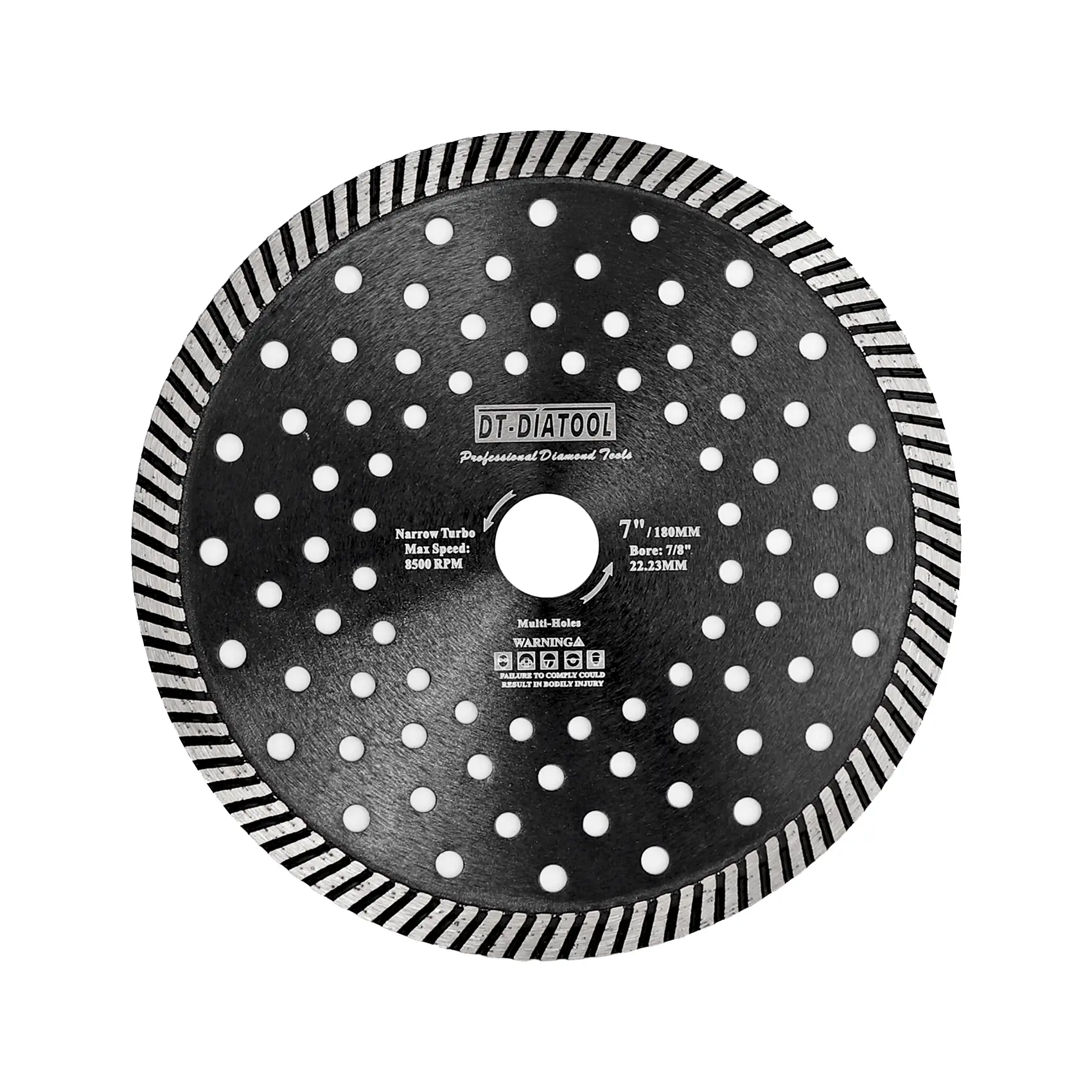 Granite Marble Block Diamond Cutting Blade, Turbo Cutter Heads, Multiple Cooling Holes, Steel Core, Dry or Wet Cutting, Efficient Cutting with Segment Height (Power Tool Accessory), Inches