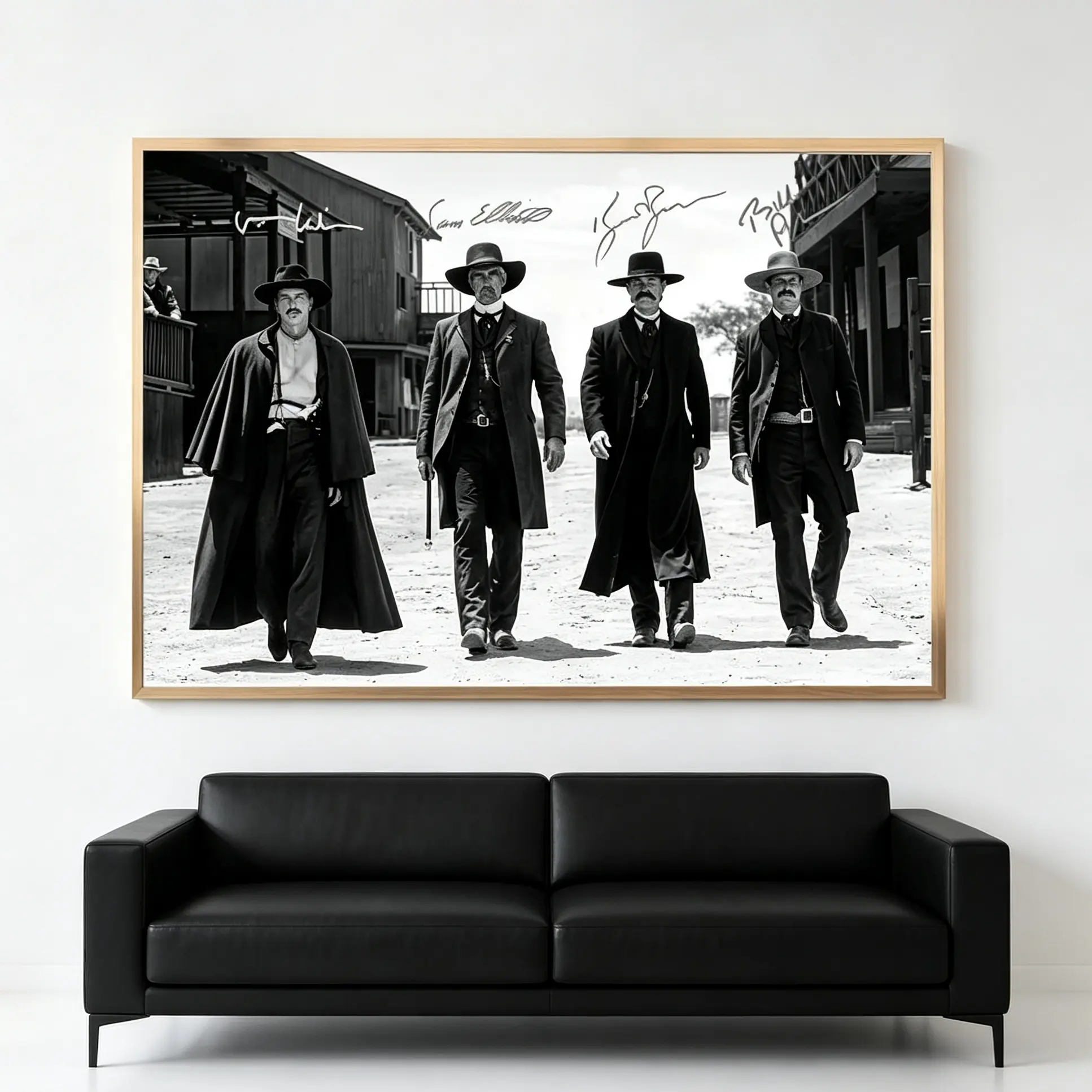 Retro Vintage Tombstone Cowboy Canvas Print, Wyatt Earp-Doc Holliday Walking Scene Western Wall Decor, Ideal Gift for Movie Fans
