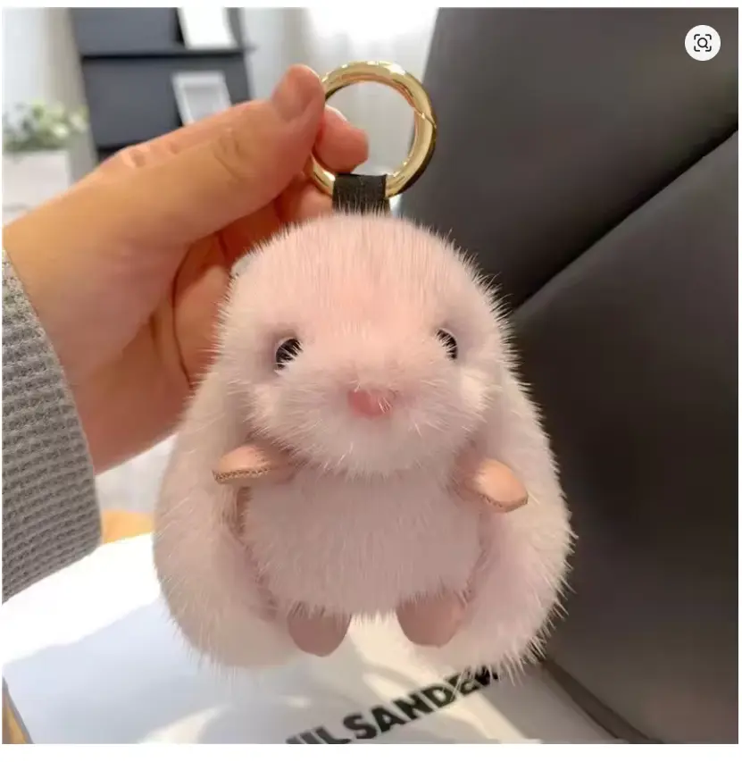 Cute Rabbit Car Keychain, Stuffed Animals Keyring Charm,Handbag/ Backpack Pendant,Multi-coloured Plush Toys Set,Gifts for Birthday