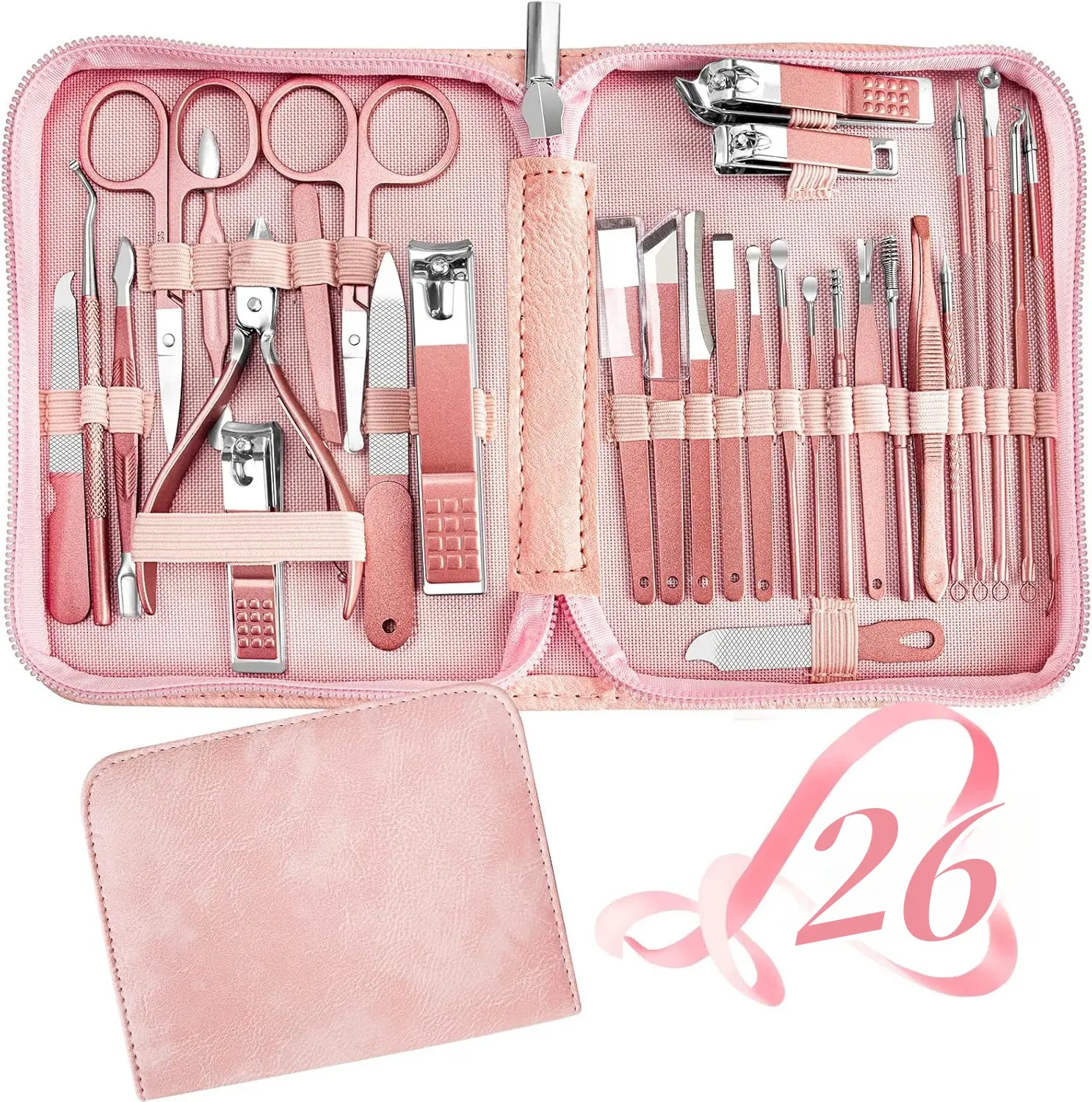 26 piece set Manicure Set Personal Care, Nail Clipper Kit, Professional Nail Clipper Pedicure Set, Nail Tools with Luxurious Travel Case, Gifts for Men Women Family Friend