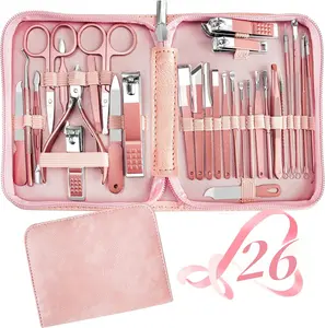 26 piece set Manicure Set Personal Care, Nail Clipper Kit, Professional Nail Clipper Pedicure Set, Nail Tools with Luxurious Travel Case, Gifts for Men Women Family Friend