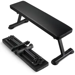 Flat Weight Bench Foldable for Strength Training - Adjustable Incline Decline; Full Body Workout Bench for Home Gym, Sturdy Steel Frame, Space-Saving Portable Design, Ideal for Bench Press, Dumbbell, Core and Cardio Exercises