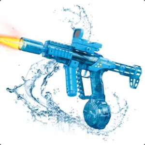 Automatic Electric Water Gun Blasters with Scope, 8m Range, Rotating Handle, Lights and Sounds, Large Capacity Drum, Long Battery Life, Boys Toy Gift
