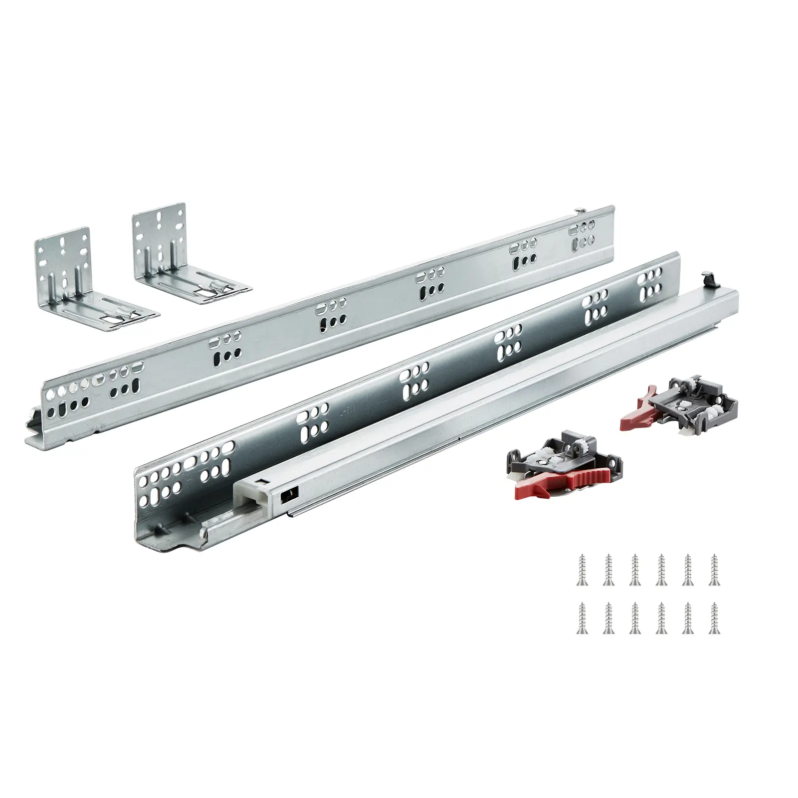 【Summerfinds】VEVOR 10 Pairs 21-Inch Galvanized Steel Concealed Bottom Mount Drawer Rails, All-Metal 3-Stage Full Extension Sliders with Full Ball Bearings, Soft-Close Noiseless System, 3D Adjuster, 100lbs Load Capacity, Locking Mechanism, Metal Plate