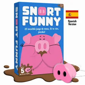 Snort Funny Spanish Version – The Oinkcredible You Laugh You Lose Party Game Now in Spanish | Family Games for Kids and Adults | 150 Challenge Cards, 5 Pig Snouts & Mud Tokens | Funny Games for Friend & Family, 4-8 Players, Ages 8+