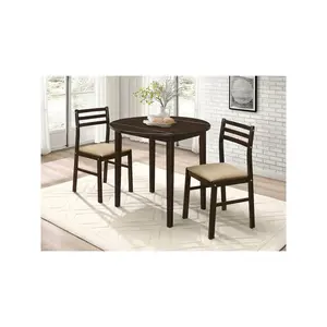 Bucknell 3-piece Round Drop Leaf Dining Table Set Cappuccino