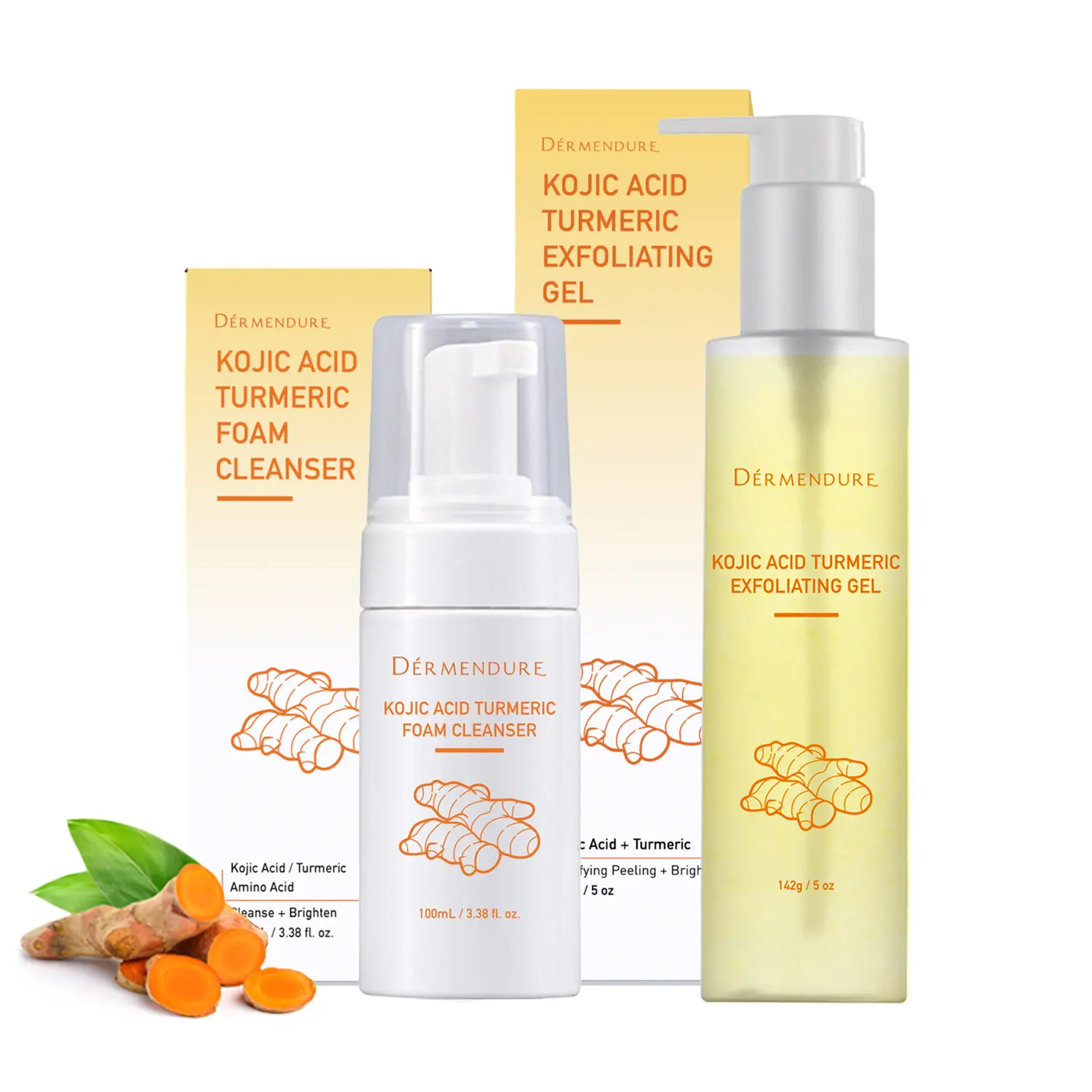 2-in-1 Turmeric & Kojic Acid Brightening Skin Care Set: Dark Spot Remover, Dead Skin Cells Remover, Skin Brightening, Even Tone, for Body, Underarm, Knees, Elbows, Inner Thigh, Bikini Areas