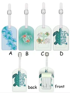 Turtle Ocean-Style Personalized Luggage Tag Turquoise Color Waterproof Design Travel Accessory Purse Charms for Suitcases and Cruises with Name ID Card Anti-Loss Function