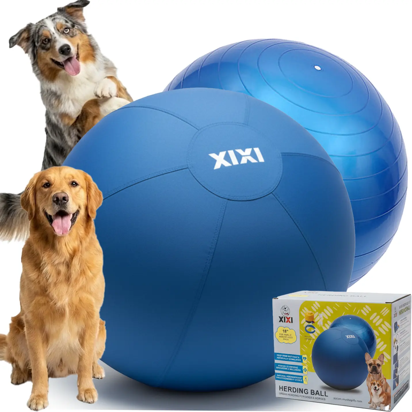 Dog Herding Ball for Large Dogs | XIXI Durable Interactive Outdoor Exercise Toy for Australian Shepherd, Border Collie & Herding Breeds