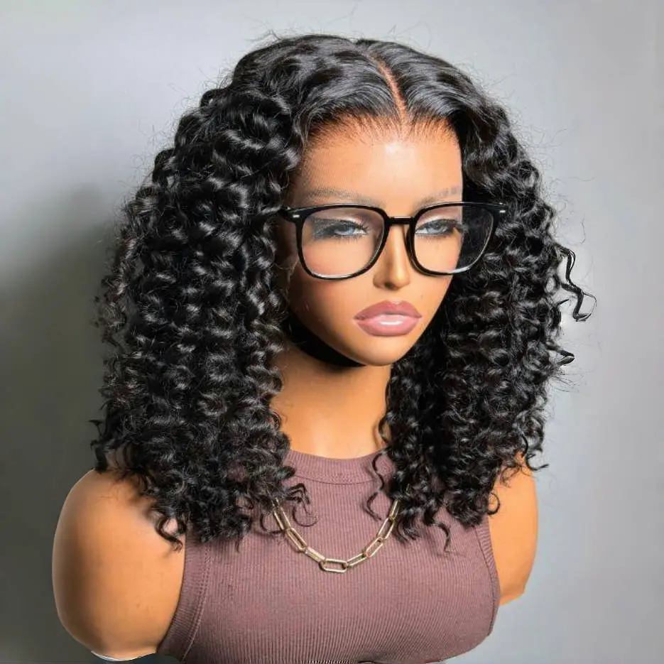 B4U Deep Wave Bob Wigs Human Hair Wig 13x4 Lace Front Bob Wig Glueless Short Bob Wig for Women