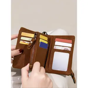 Women's Elegant Minimalist Slimline Short Wristlet Wallet - Zipper Card Slots, Versatile for Daily Outdoor & Indoor Leisure Use