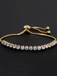 Single Adjustable Round Zircon Drawstring Bracelet, Exquisite Trendy Bracelet, Retro Style, Transparent Round Zircons with Luster/Stable Drawstring Structure No Slipping, Holiday Gifts/Eye-catching for Daily Layering