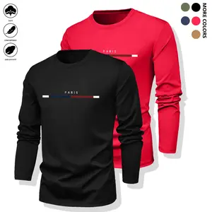 2 Pack Long Sleeve Mens Casual Crew Neck - Lightweight Stretch - Minimalist Style with Printed Design Men's Christmas Clothing - Gift Ideas for Men