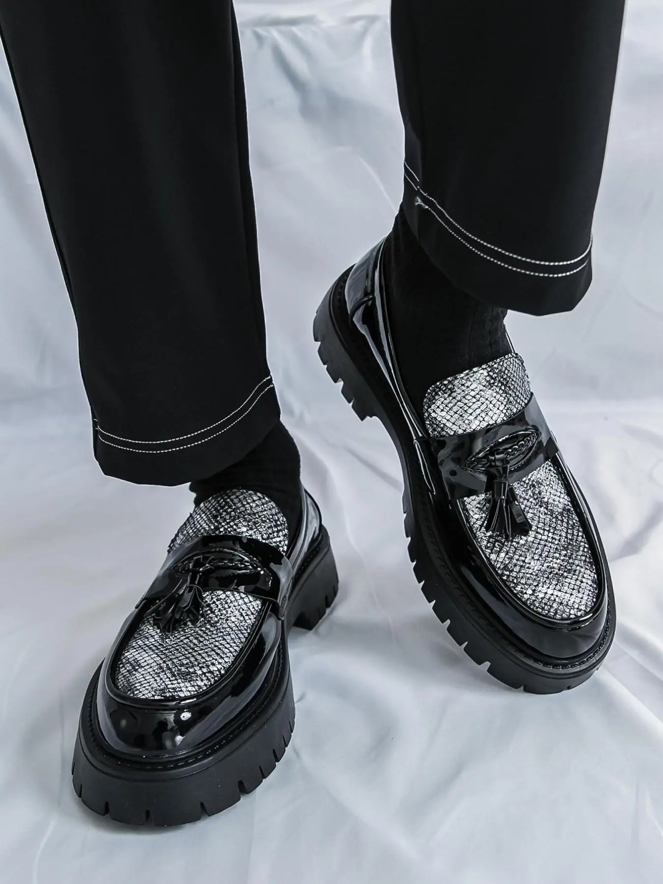 Men's Business Formal Fashion Lace-Up Front Loafers, Stylish Snakeskin Print Design Slip-on Loafers, Fashionable Dress Shoes for Work & Daily Wear