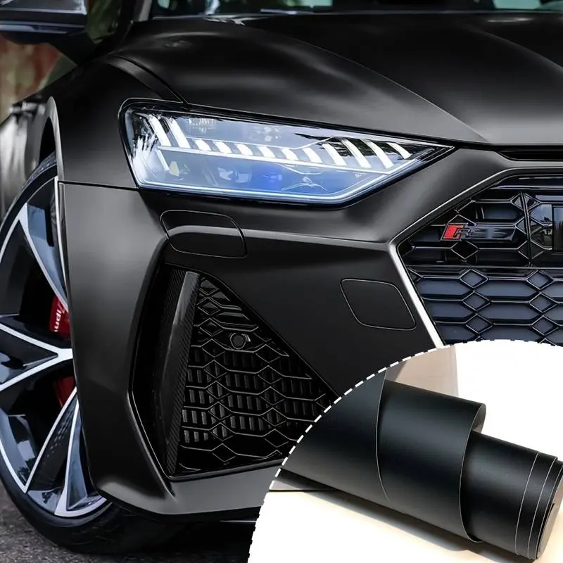 Matte Black Vinyl Wrap 5ft x 1ft – Air Release Technology, DIY Wrap Film for Car Interior Trim, Motorcycle Parts, Laptop, Phone, Electronics, Removable No Residue