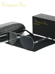 Men's Polarized Sunglasses with Tac Lenses, Oval Stainless Steel Frame, UV & Wind Resistant Design, Ideal Gift for Outdoor Use