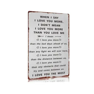 12"x8" Rustic Aluminum Love Sign - "I Love You The Most" Heartfelt Couple Quote Design - Ideal Valentine's Gift for Him/Her