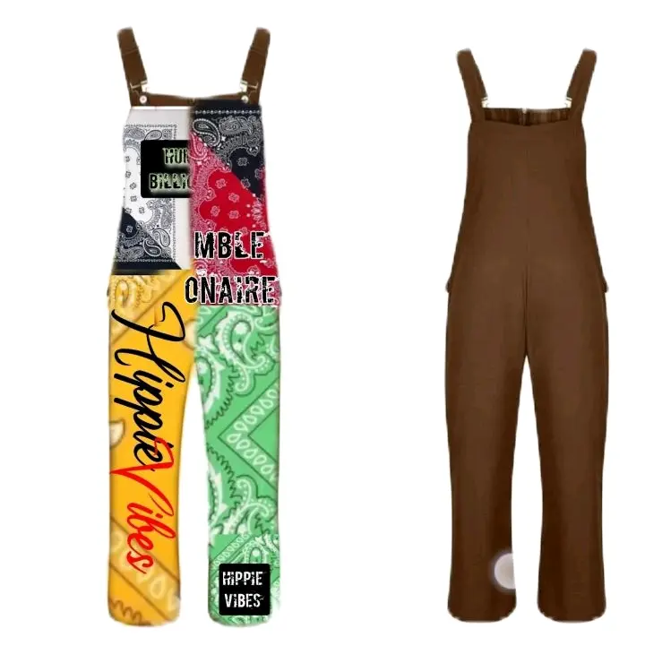 GRAFFITI BIB OVERALLS - Brown Color with Colorful Bandana Design for Stylish Comfort Base Versatile Use