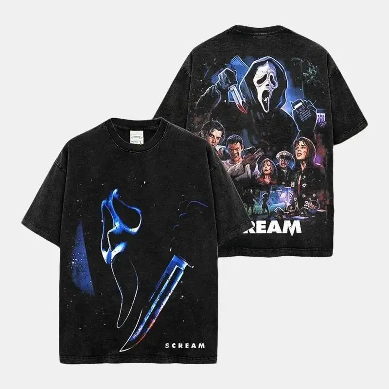 Vintage Ghostface - Scream Horror Movie #6 Acid Wash 100% Cotton T-Shirt, Ghostface Costume, Halloween Outfit, Ghostface Outfit, Slasher Shirt, Halloween Horror Movie Shirt, Horror Fan Gift