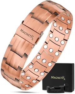 MagnetRX 3X Strength Copper Magnetic Bracelet for Men (Legacy) 48 Neodymium Magnets 3500 Gauss, Adjustable Length, Hypoallergenic, Sizing Tool with Gift Box