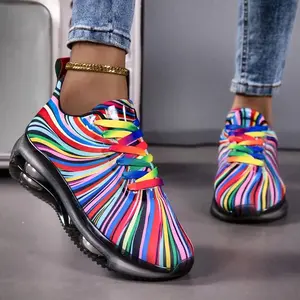 Trendy Rainbow Chunky Sneakers - Lightweight & Elastic Casual Shoes Suitable for Running and Bodybuilding