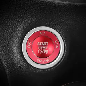 Car Vehicle Engine Start Stop Button Decoration Kit, 2 Counts/set Including Start Stop Button Decoration Cover & Decorative Ring, Fashion Anti-scratch Car Accessory Car Interior Accessories