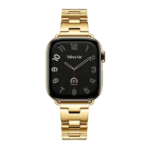 MISSAIR Halo Band Elegant 316L Stainless Steel Watch Band for Women, Fine Brushed Matte Finish, Compatible with Apple Watch Series 1–11, SE & Ultra (38mm-49mm)