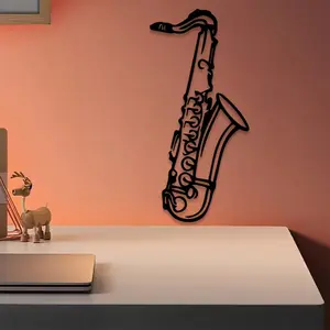 1pc Saxophone Metal Wall Art, Saxophone Statue Mural, Perfect for Music Room Wall, Christmas Decor, Ideal Gift for Musicians, Durable Metal
