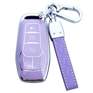 Key Fob Cover Case Compatible with Ford F150 F250 F350 Fusion Edge Explorer Mustang Lincoln MKZ MKC Accessories , Material TPU Soft Full Protection Keychain Cute Shell