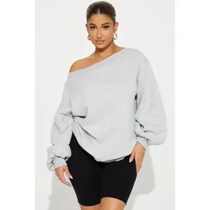 Off shoulder oversized sweatshirt - gray