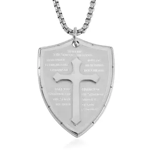 Cross with Bible Mens Pendant Necklace 24 Inches in Stainless Steel Christmas Gifts