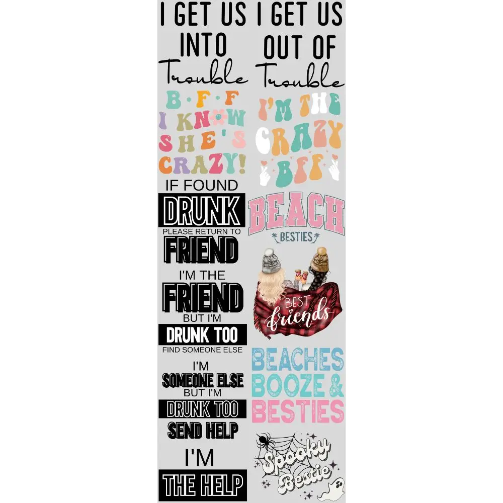 Besties DTF Transfers Gang Sheet 22” wide x 60” long