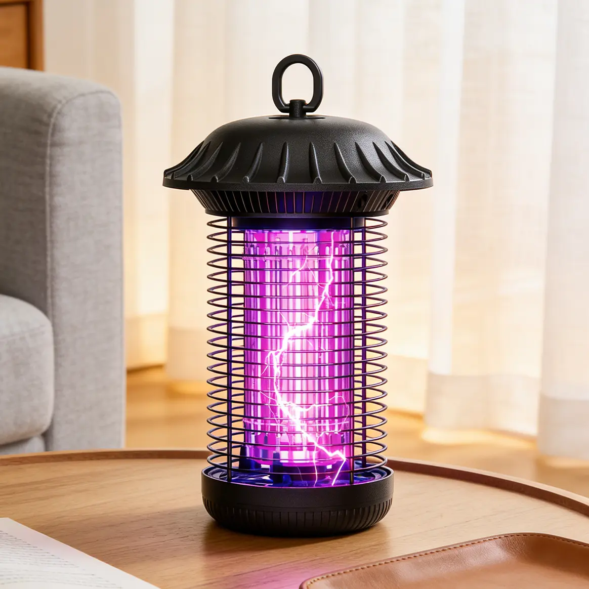 Buzbug 360° Mosquito Killer Plug-in Outdoor Bug Zapper UV-LED Energy Saving & Dual Band Attraction, 5.6 ft Power Cord, Carbon Steel Grid High-Voltage Shock Covers 1/2 Acre Outdoors, Removable Tray with Brush, Up to 50000 Hrs Lifespan Lamp, Summerwins