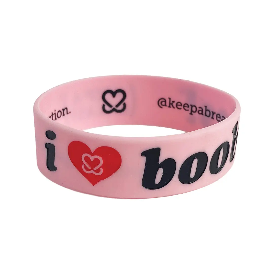 i love boobies! Classic Bracelet - Valentine (Pink / Black / Red Heart)