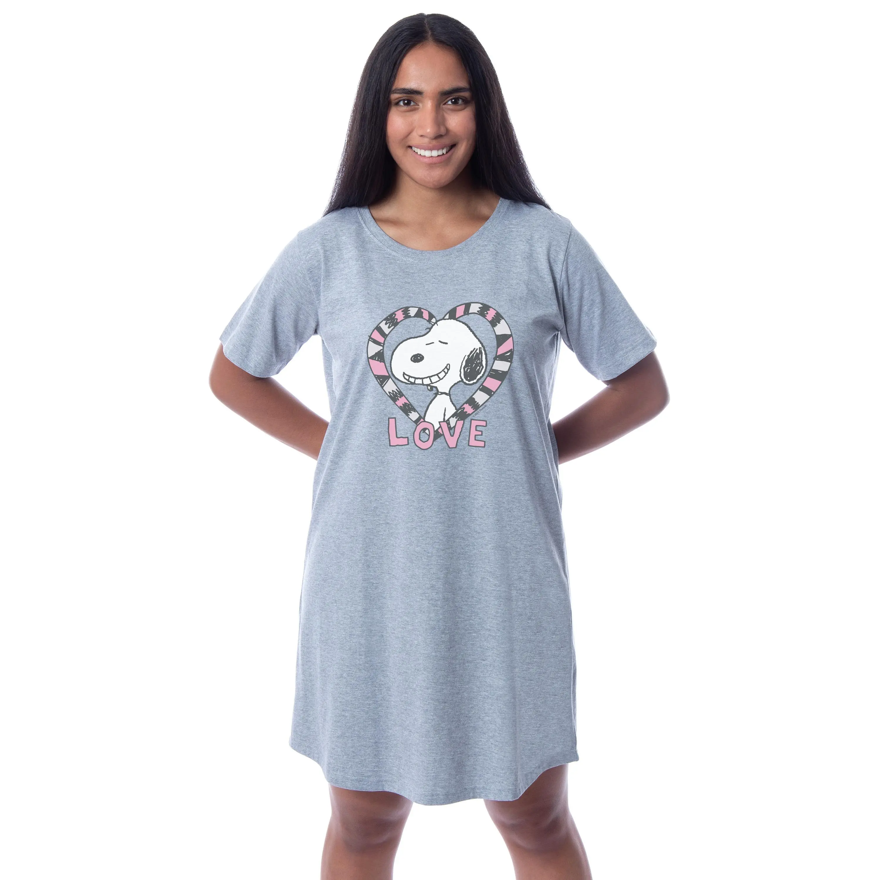 Peanuts Womens' Snoopy Love Valentine's Day Nightgown Sleep Pajama Shirt