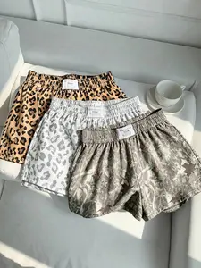 3 pieces, Y2K Millennium style withered tree branch camouflage and leopard print with speckles and checkerboard pattern all printed casual shorts, elastic waist loose casual shorts, suitable for women's daily commuting and outdoor wear in summer